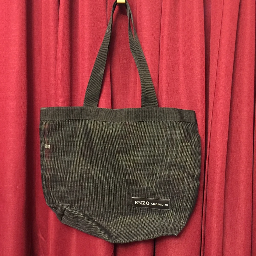Enzo Anginolini Mesh Bag-Shoulder Tote-Black